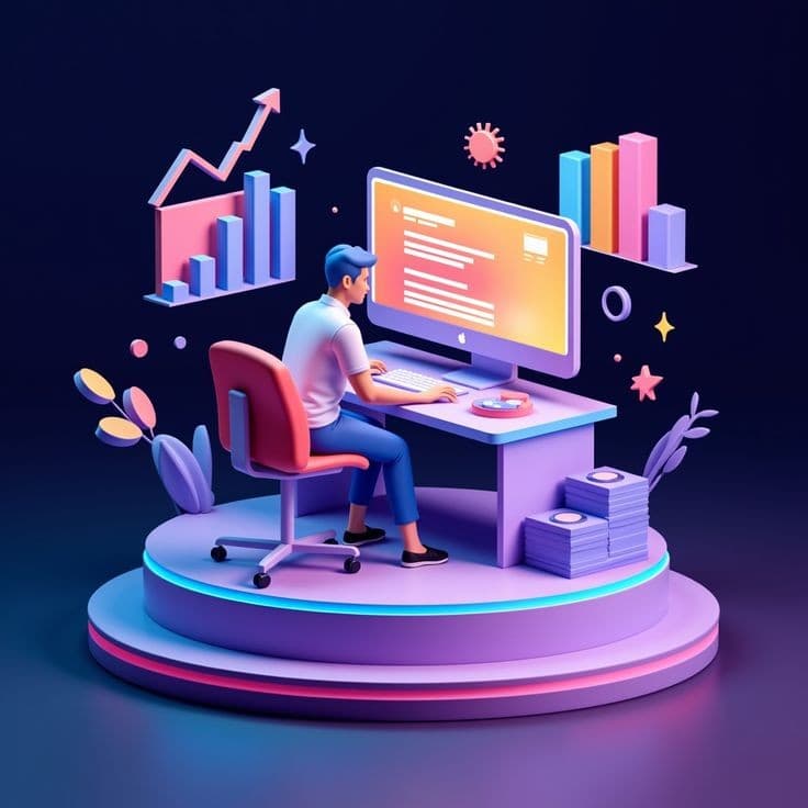 Team at Work or Tech Illustration